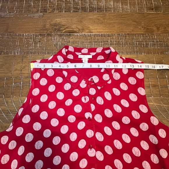 Red Polka Dot Button-Up Dress w Pockets - Picture 14 of 14
